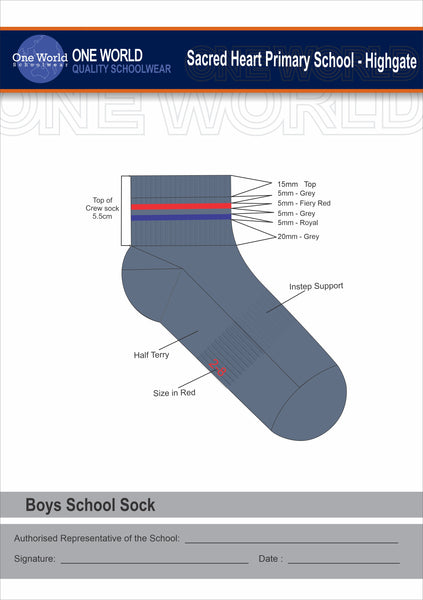 Grey Boys School Sock